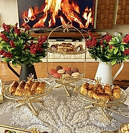 ÜÇLÜ CAM SUNUMLUK SETİ GOLD RENK