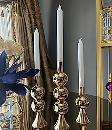 ÜÇLÜ GOLD METAL ŞAMDAN-MUM HEDİYE