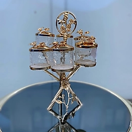 MİDİ BOY CAM 6’LI ZİKZAK BAHARATLIK GOLD