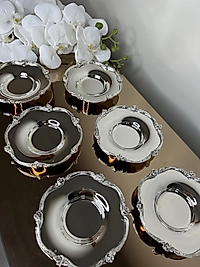 12 kişilik çay tabağı pirinç gümüş kaplama